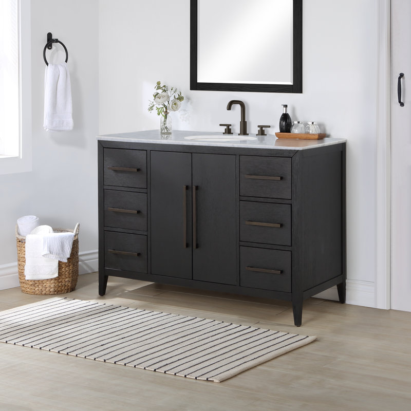 Highbury Furnishings Alsup 48" Single Bathroom Vanity with Marble Top & Reviews | Wayfair